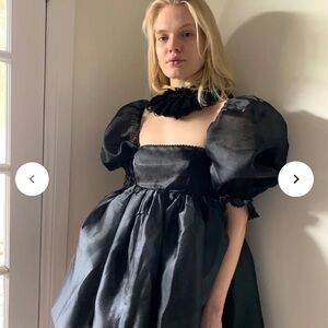 Selkie Midnight Black Puff Sleeve Mini Dress